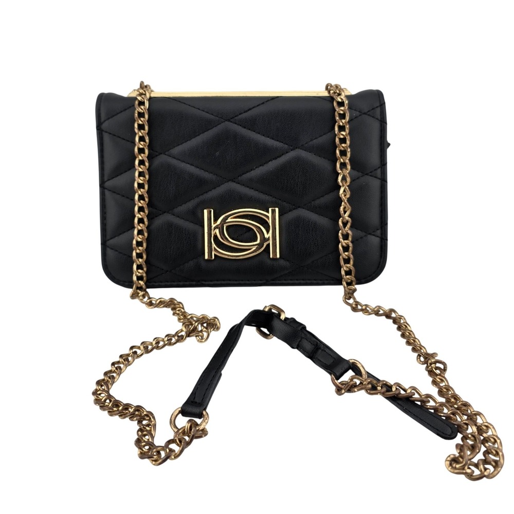 Bebe Los Angeles Quilted Mini Purse‎ Chain Strap Double B Logo AS IS